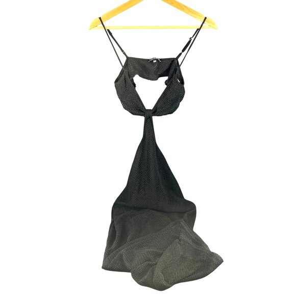 Fashion Nova Womens Black Fishnet Maxi Dress with Adjustable Straps Size S - Picture 1 of 4